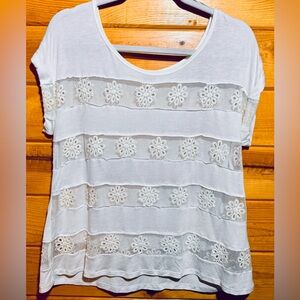 Free People White Floral Embroidered Women's Top